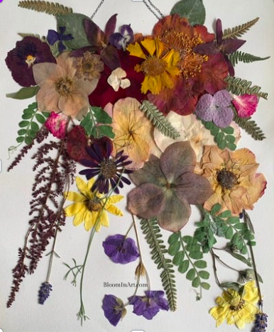 Pressed flowers hanging pot