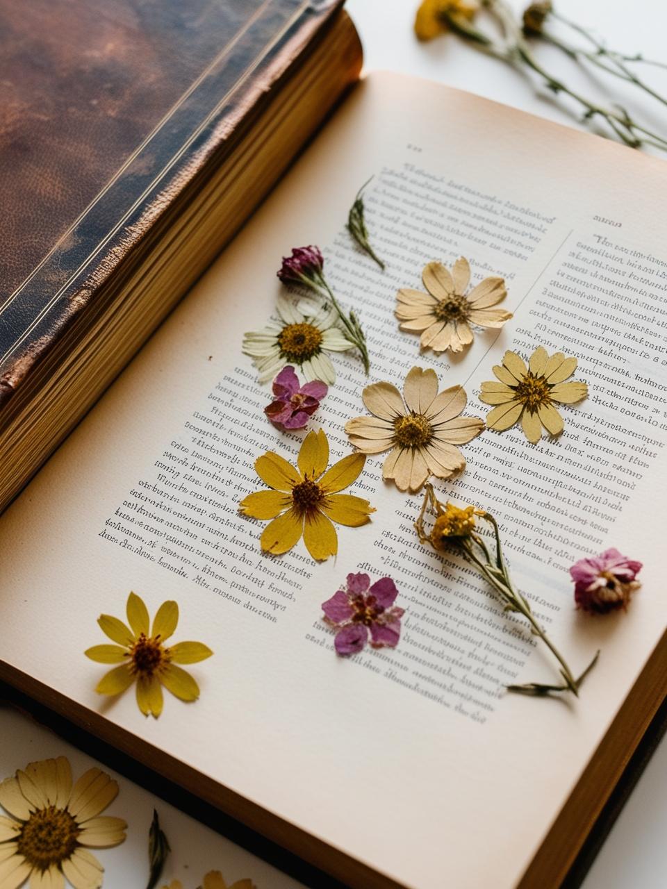 Press flowers in a book Press flowers in a book